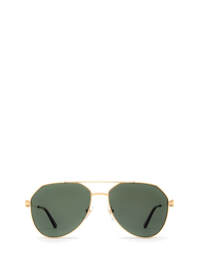 Shop Cartier Aviator Frame Sunglasses In Gold