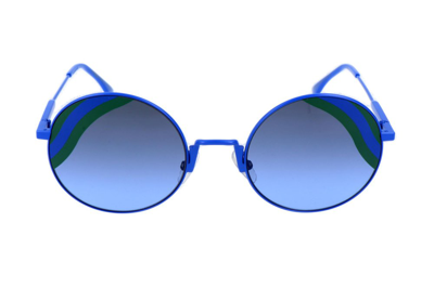 Shop Fendi Eyewear Round Frame Sunglasses In Blue
