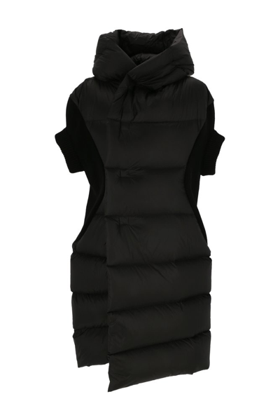 Shop Rick Owens Asymmetric Short Sleeve Padded Coat In Black