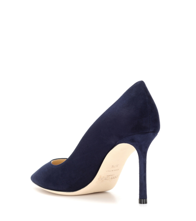 Shop Jimmy Choo Romy 85 Suede Pumps In Blue