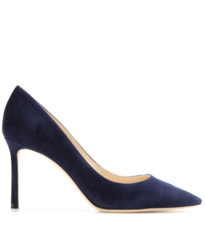 Shop Jimmy Choo Romy 85 Suede Pumps In Blue