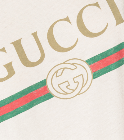 Shop Gucci Logo Cotton T-shirt In White