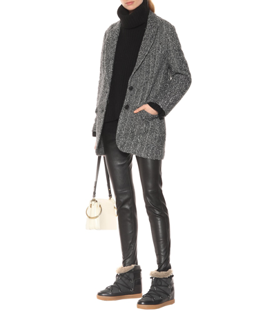 Isabel Marant Nowles Shearling-trimmed Leather Ankle Boots In Black