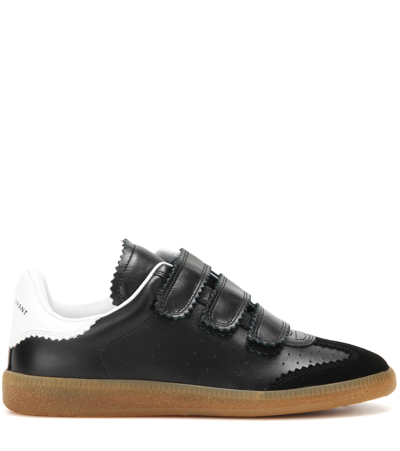 Shop Isabel Marant Beth Leather Sneakers In Black