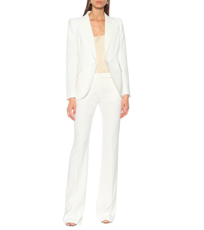 Alexander Mcqueen Leaf Crepe Classic Suiting Pants In White
