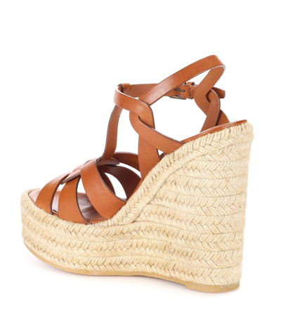Saint Laurent Tribute Espadrille Wedge Sandals In Orange