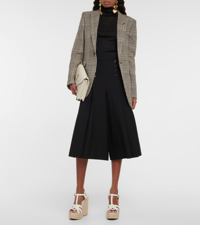 Saint Laurent Tribute Matte Leather Platform Espadrille Sandal In Porcellana