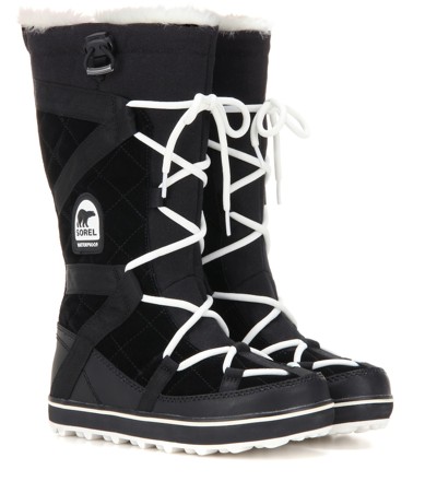 Shop Sorel Glacy Explorer Suede Boots In Black