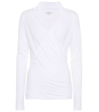 Shop Velvet Meri Stretch-cotton Jersey Top In White