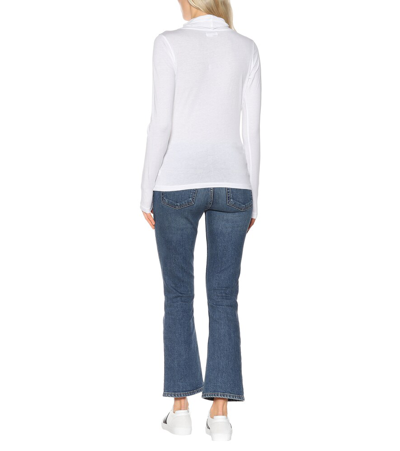 Shop Velvet Meri Stretch-cotton Jersey Top In White