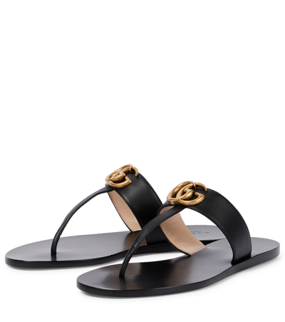 GUCCI DOUBLE G LEATHER THONG SANDALS P00294835