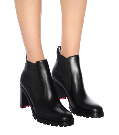 Christian Louboutin Marchacroche Leather Red Sole Booties In Black |  ModeSens
