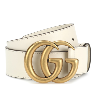 Gucci Gg Leather Belt In White