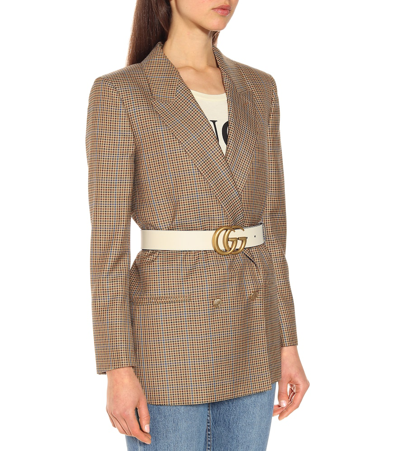 Gucci Gg Leather Belt In White