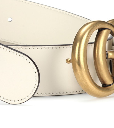Gucci Gg Leather Belt In White
