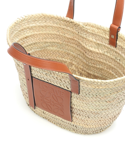 Loewe Medium Leather-trimmed Basket Tote In Neutrals