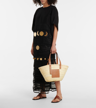 Loewe Medium Leather-trimmed Basket Tote In Neutrals