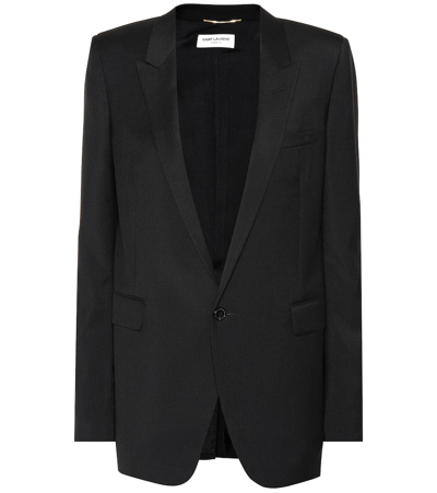 Shop Saint Laurent Virgin Wool Blazer In Black