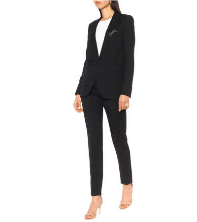 Saint Laurent Shadow Zebra Virgin Wool Blazer In Black