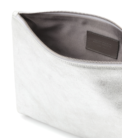Jimmy Choo Callie Metallic Leather Clutch In Silver
