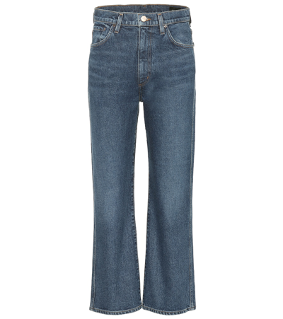 Shop Goldsign High-rise Cropped Wide-leg Jeans In Blue