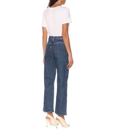 Shop Goldsign High-rise Cropped Wide-leg Jeans In Blue