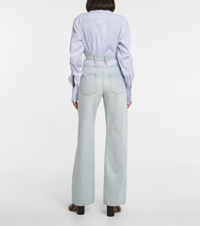 Shop Maison Margiela Cutout High-rise Wide-leg Jeans In Blue