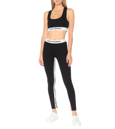 Shop Rabanne Logo Sports Bra In Black