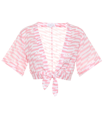 Shop Alexandra Miro Sandy Printed Cotton Crop Top In Pink