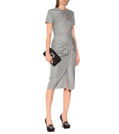 Shop Roland Mouret Dalva Wool And Silk Midi Dress In Grey