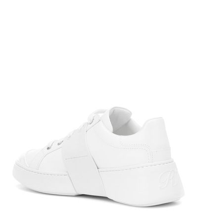 Shop Roger Vivier Viv Skate Leather Sneakers In White