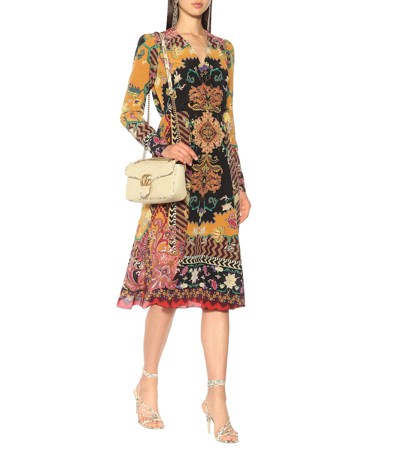 Shop Etro Printed Silk Midi Dress In Multicoloured