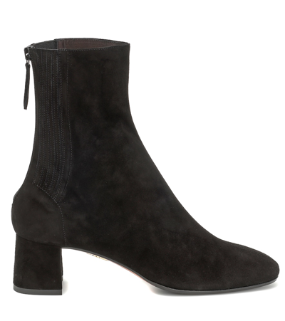 Shop Aquazzura Saint Honoré 50 Suede Ankle Boots In Black