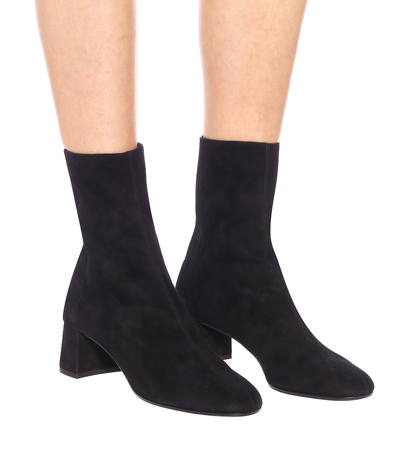 Shop Aquazzura Saint Honoré 50 Suede Ankle Boots In Black