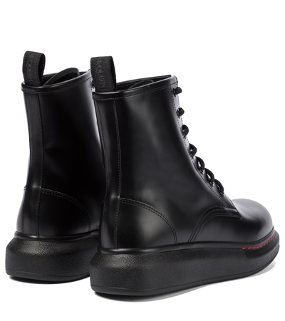 Shop Alexander Mcqueen Leather Ankle Boots In Black