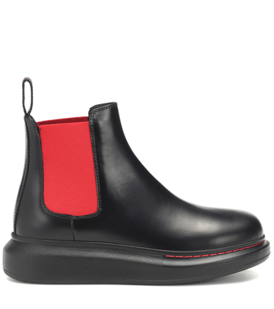 Shop Alexander Mcqueen Leather Chelsea Boots In Black