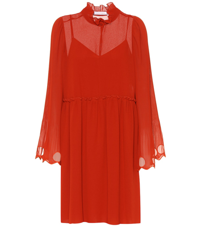 Shop See By Chloé Ruffled Georgette Dress In Red