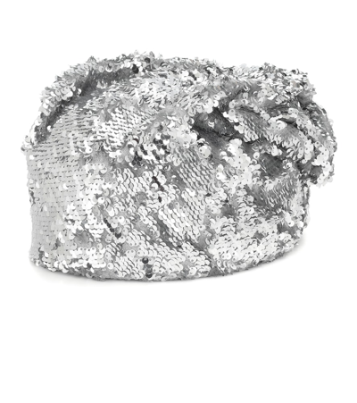 Shop Erdem Sequined Hat In Silver