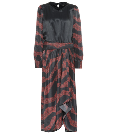 Shop Isabel Marant Romina Printed Silk-blend Midi Dress In Black