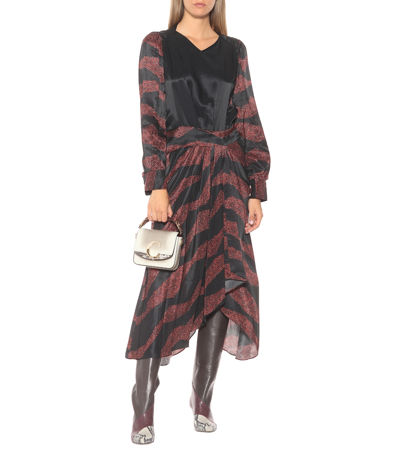 Isabel Marant Romina Asymmetric Printed Satin-jacquard Midi Dress In Black