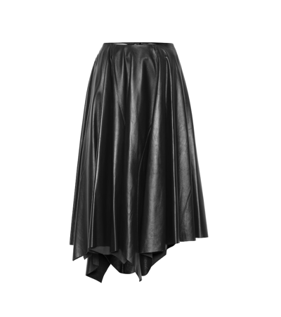 Shop Marni Leather Midi Skirt In Black