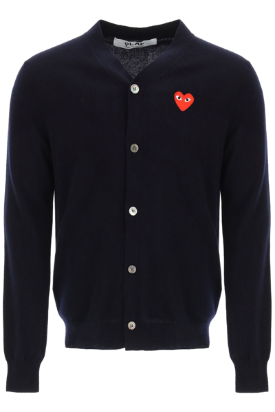 Shop Comme Des Garçons Play Wool Cardigan With Heart Patch Comme Des Garcons Play