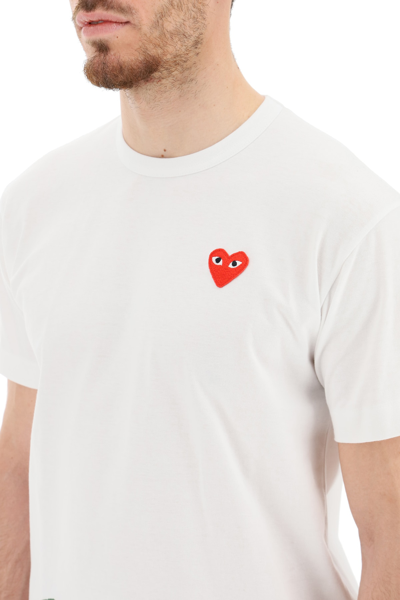Shop Comme Des Garçons Play Play Heart Camou T-shirt In White,green,red