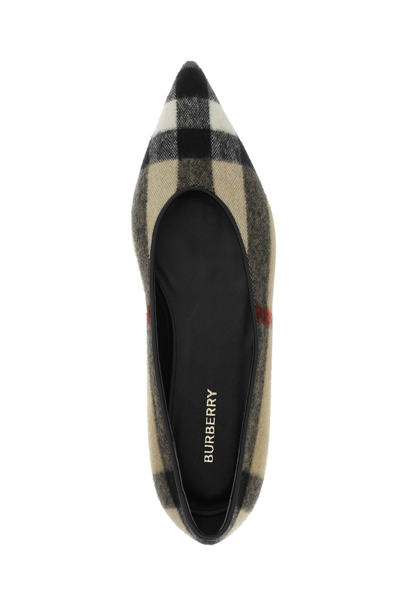 Shop Burberry Cashmere Pointed Ballet Flats In Beige,black