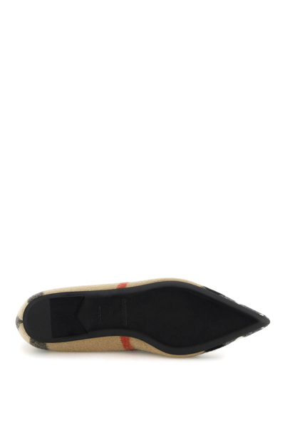 Shop Burberry Cashmere Pointed Ballet Flats In Beige,black