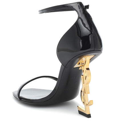 Saint Laurent Opyum Sandals In Patent Leather With A Gold-toned Heel In Black