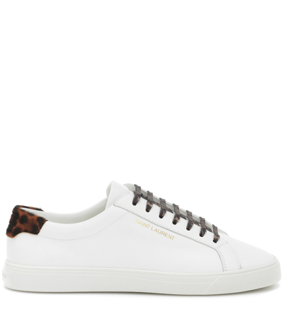 Shop Saint Laurent Andy Leather Sneakers In White