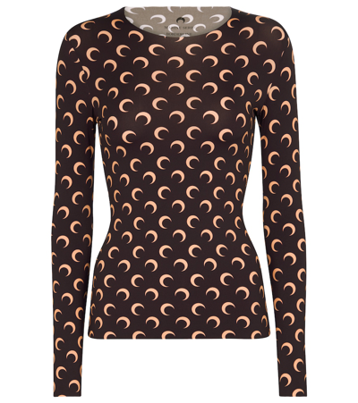 Marine Serre Icon Crescent Moon Logo-print Top In Black