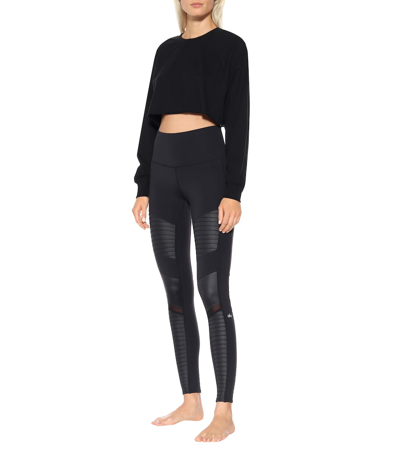 Shop Alo Yoga Double Take Cotton-blend Sweater In Black