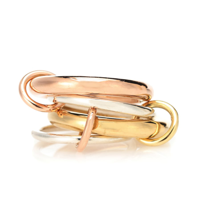Spinelli Kilcollin Cici Rose 18kt Gold And Sterling Silver Linked Rings In Gold